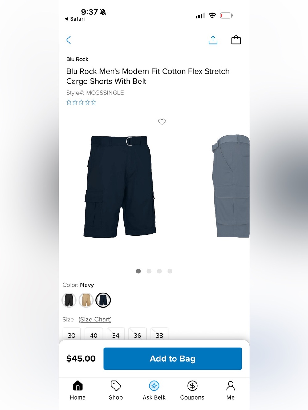 Men’s Navy shorts  - Size 38